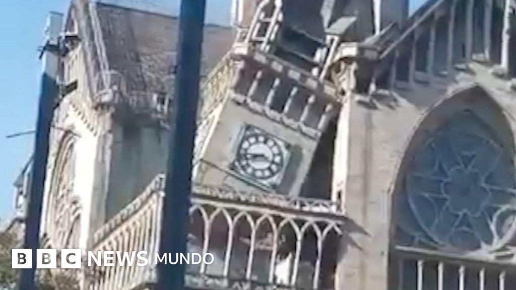 Catedral de Manizales afectada por potente sismo en Colombia