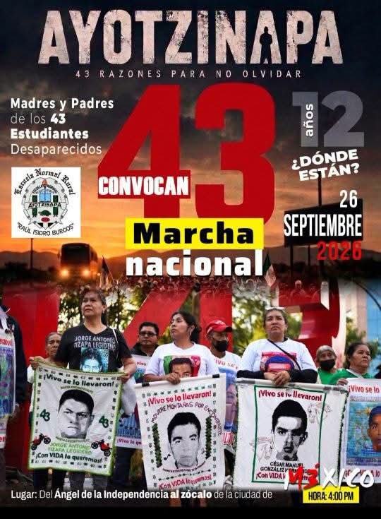 Marcha Nacional en CDMX: 12 Años de Ayotzinapa en la Memoria